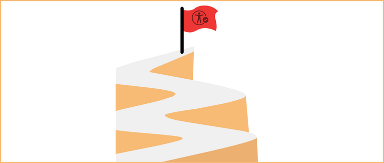 Illustration symbolique : une route sinueuse mène à la ligne d’arrivée, représentée par un drapeau rouge