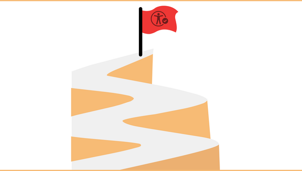 Illustration symbolique : une route sinueuse mène à la ligne d’arrivée, représentée par un drapeau rouge