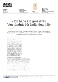 Bericht in der Bildung Schweiz mit Marjolien van Teeffelen