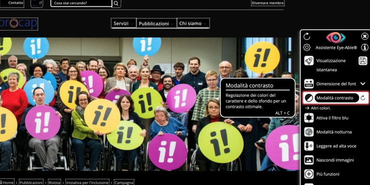 Funzione di contrasto dell'assistente Eye-Able