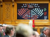 Foto vom Nationalratssaal während einer Abstimmung