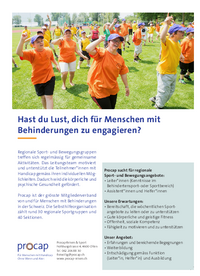 Procap Sport Inserat - Freiwillige mit Kenntnissen im Behindertensport- oder Sportbereich gesucht